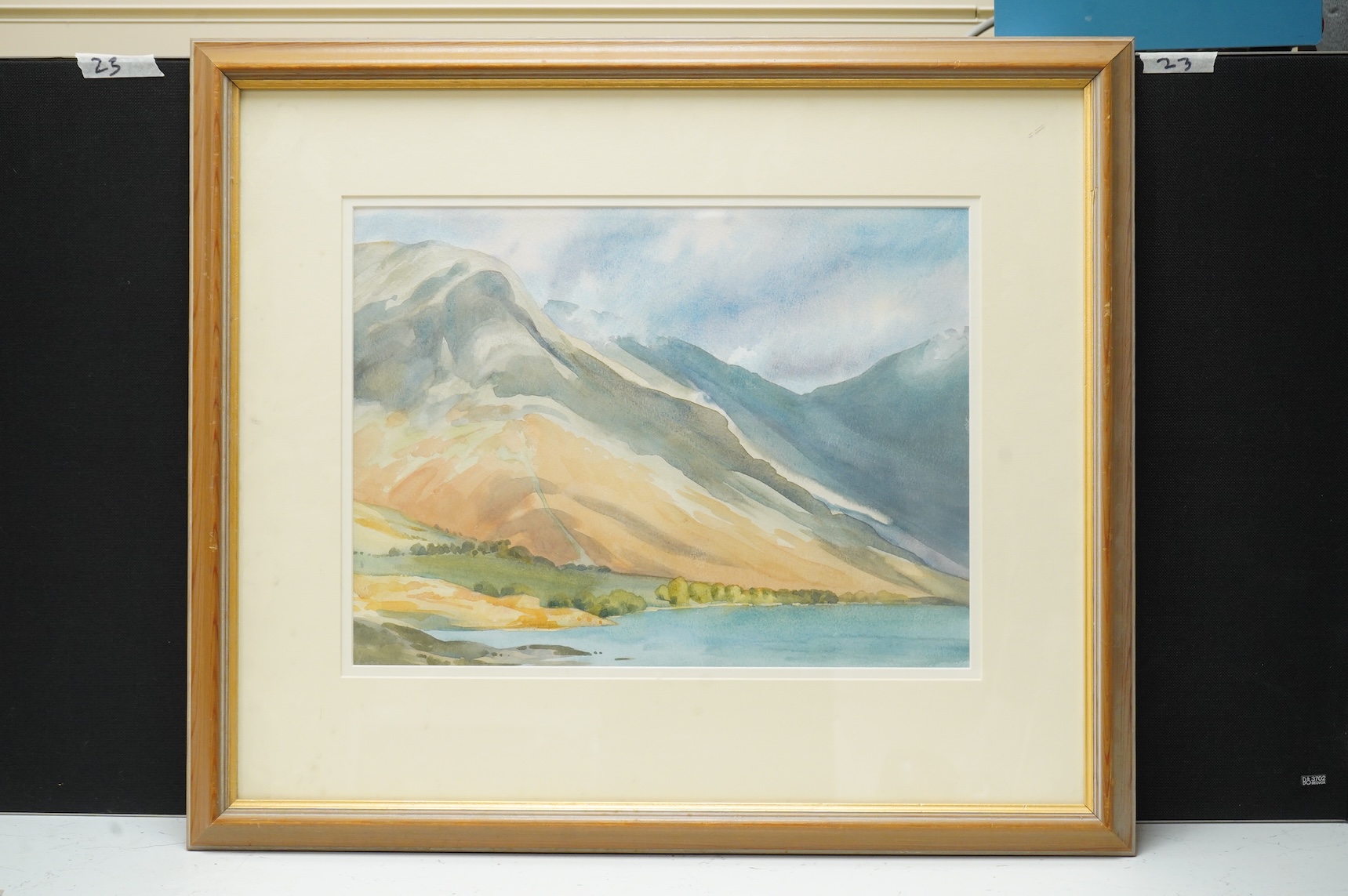 Alan Barlow (1926-2005), ‘Wastwater Head’, unsigned, label verso, watercolour, 28 x 38cm